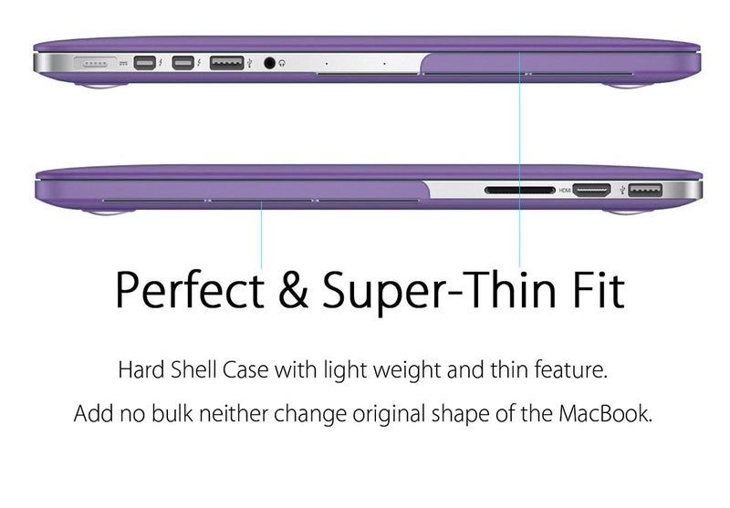 UESWILL Matte Hard Shell Case Cover Compatible with MacBook Pro (Retina, 13 inch, Early 2015/2014/2013/Late 2012), Model A1502/A1425, No CD-ROM, No USB-C, Purple - Image 5